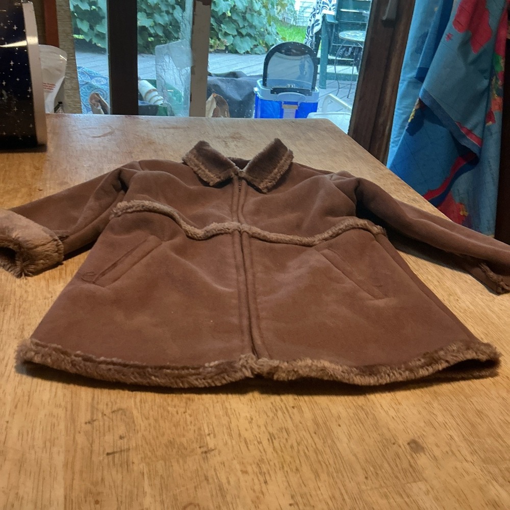 Baby Gap Coat Baby Girls 12-18 Months Brown Faux Suede/Shearling Jacket